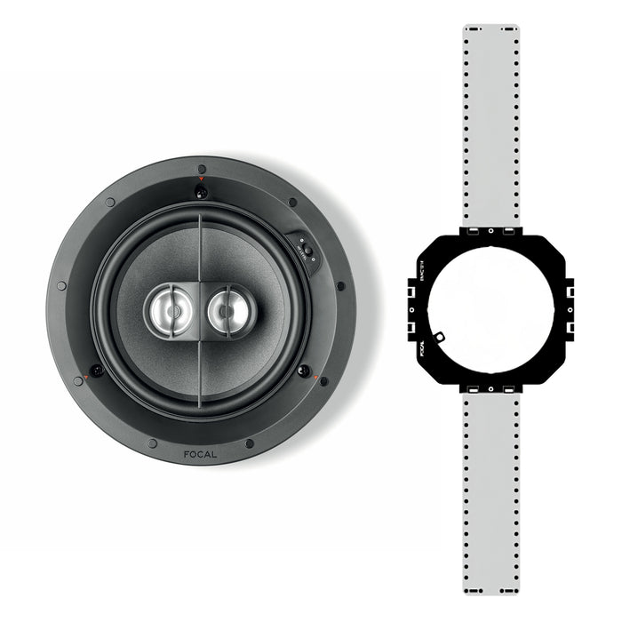 Focal 100 IC6ST Hi-Fi 6.5" 100W Max Power 8 Ohm Stereo-Input in-Ceiling Speaker with Mounting Kit, (Each)