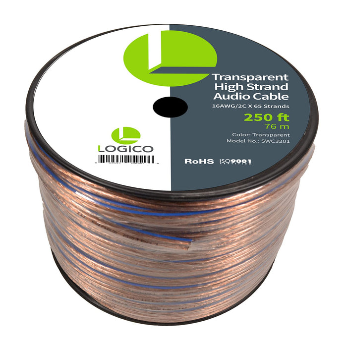 Car Home Audio Speaker Wire 16 Gauge Bulk Audio Speaker Cable Transparent 250 ft