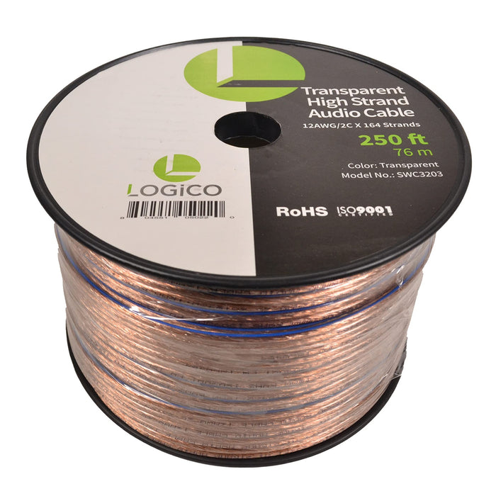 Car Home Audio Speaker Wire 12 Gauge Bulk Audio Speaker Cable Transparent 250 ft