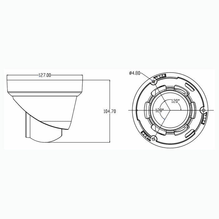 5MP SONY Lens Dual Light Turret POE IP Camera 2.8mm H.264/H.265 Color 24/7 with Human Detection