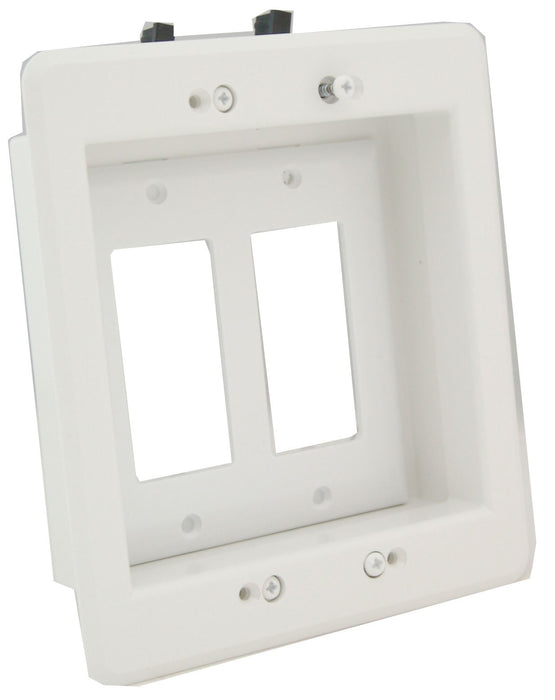 Arlington LVU2W 2-Gang Recessed Low Voltage Mounting Bracket with Paintable Wall Plate, White