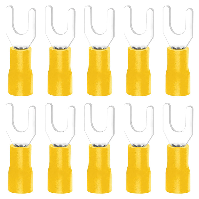 Install Bay YVST8 Yellow Vinyl 12-10 Gauge #8 Spade Terminals (100/pk)