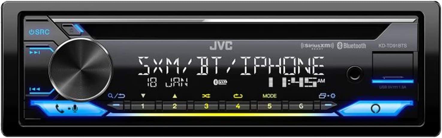 JVC KD-TD91BTS Single Din In-Dash Digital AM/FM/CD/BT/USB Receiver with Alexa & Spotify