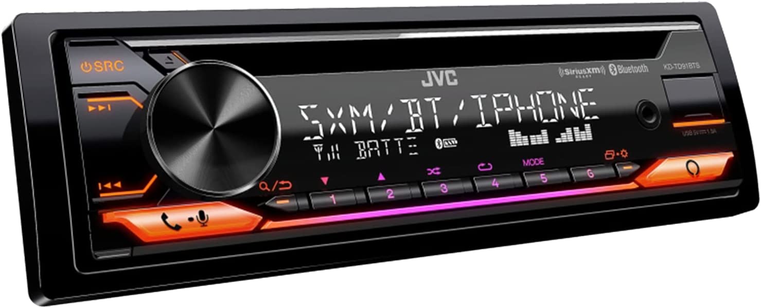 JVC KD-TD91BTS Single Din In-Dash Digital AM/FM/CD/BT/USB Receiver with Alexa & Spotify