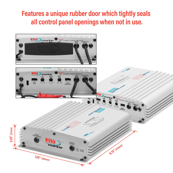 Boss MR800 2-Channel AB Class 800 Watt High Power Marine Amplifier