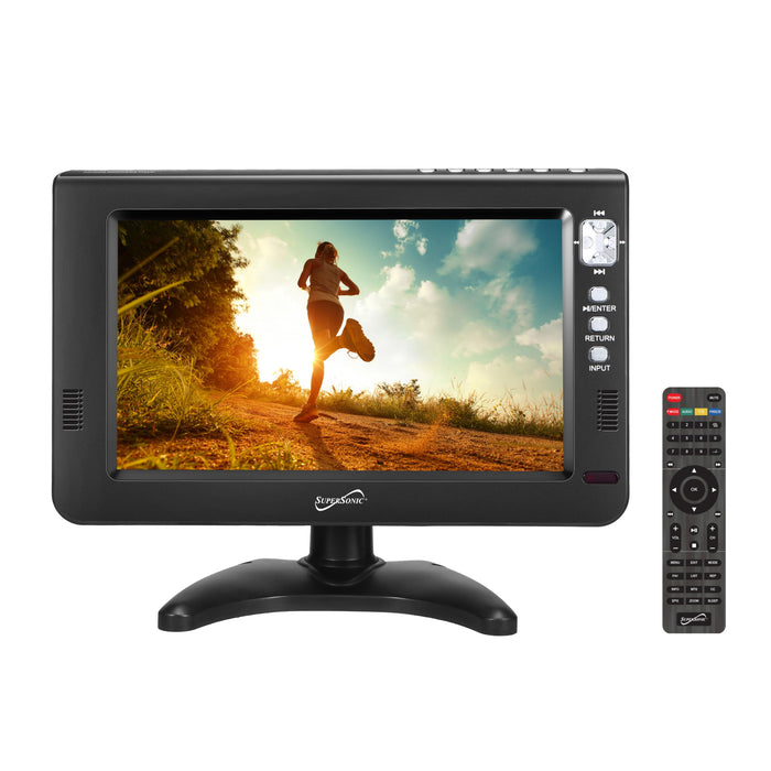 Supersonic SC-599 Portable 9 inch LCD TV Rechargeable with Built-in Digital Tuner FM Radio