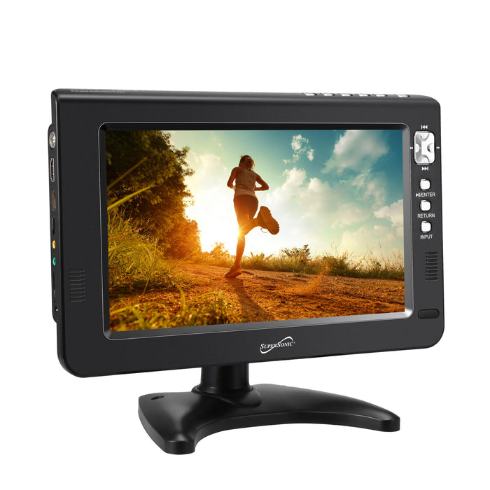 Supersonic SC-599 Portable 9 inch LCD TV Rechargeable with Built-in Digital Tuner FM Radio