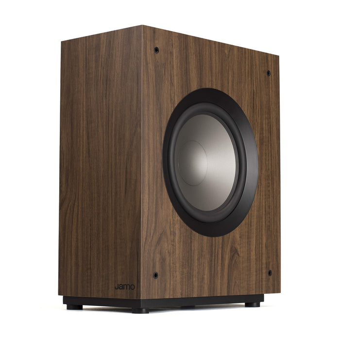 Jamo S810 10" Polyfiber Woofer 150W Class D AMP Powered Subwoofer Walnut