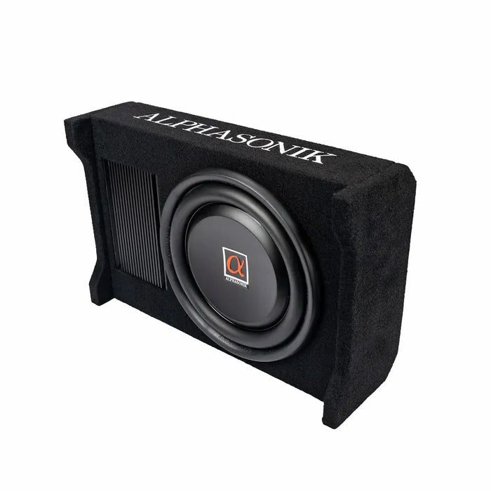 Alphasonik AS100A 10" 4 Ohms 1200 Watts MAX Built-in Amplifier Down Fire Shallow Mount Enclosed Subwoofer