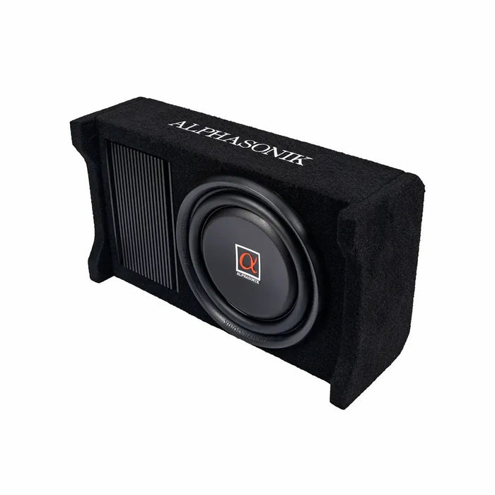 Alphasonik AS80A 8" 600 Watts MAX 4 Ohms Built-in Amplifier Down Fire Shallow Mount Enclosed Subwoofer