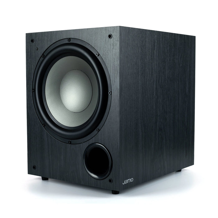 Jamo C912 12" Front-Firing Polyfiber Woofer 400W Class D AMP Powered Subwoofer Black Ash