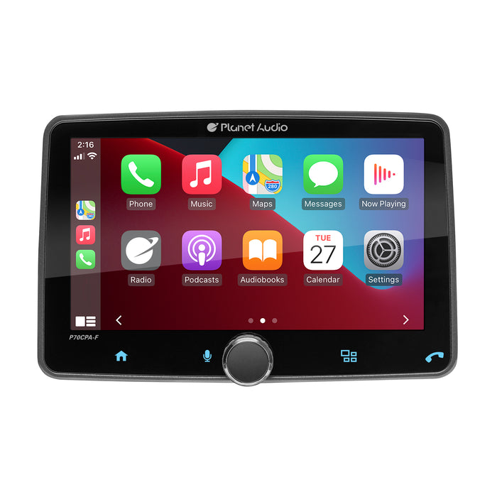 Planet Audio P70CPA-CF 1DIN 7" Touchscreen Multimedia Receiver with Apple CarPlay & Android Auto Bluetooth