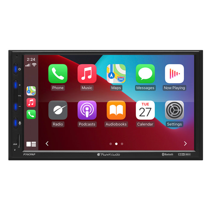 Planet Audio P70CPA-CP 7" Touchscreen Multimedia Player with Apple CarPlay and Android Auto, Bluetooth