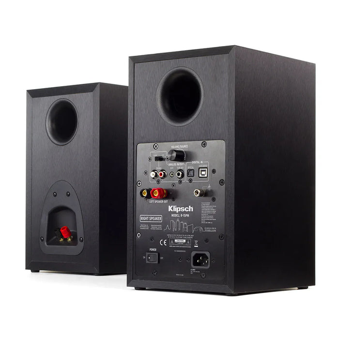 Klipsch R-15PM 5.25" Powered Monitors Bluetooth Bookshelf Speakers - Black (pair)