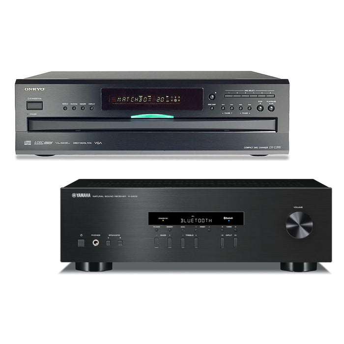 Onkyo DX-C390 6-Disc Carousel CD Changer CD Player and Yamaha R-S202 2-Channel Natural Sound Stereo Receiver