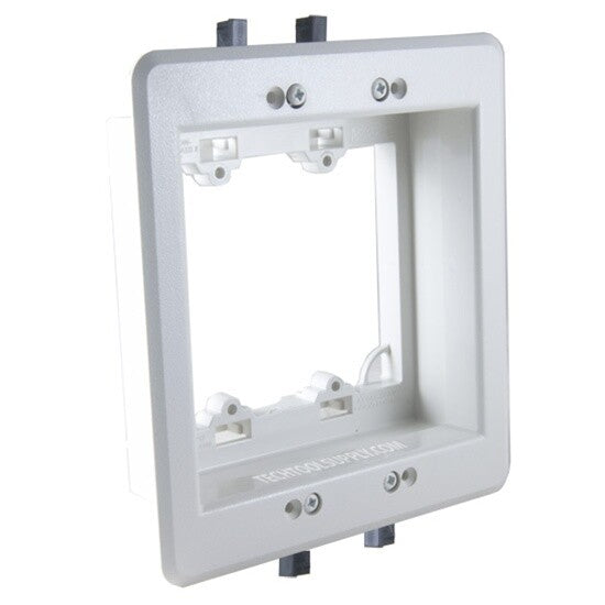 Arlington LVU2W 2-Gang Recessed Low Voltage Mounting Bracket with Paintable Wall Plate, White