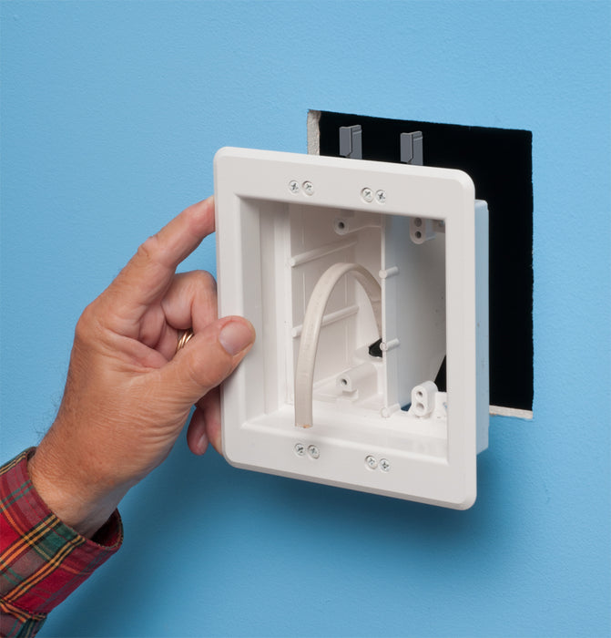 Arlington TVBU505 2-Gang Recessed TV Box Wall Plate Kit Paintable, White