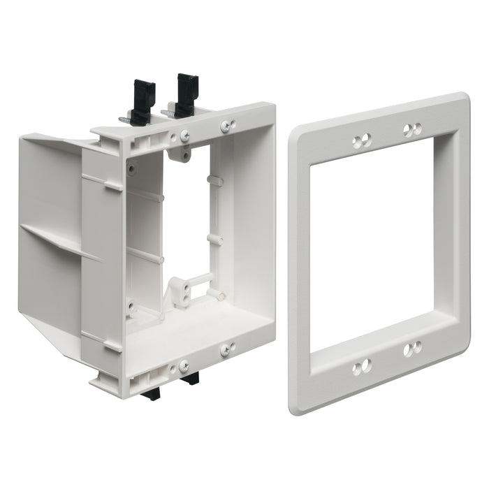 Arlington TVBU505K 2-Gang TV Box Recessed Outlet Wall Plate Kit with Receptacle and Brush-Style Entry Device