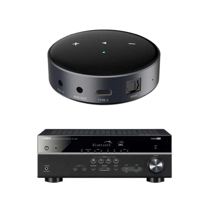 WiiM Mini AirPlay2 Wireless Hi-Res Audio Streamer Preamplifier and Yamaha RX-V385 5.1-channel Home Theater A/V Receiver Wireless