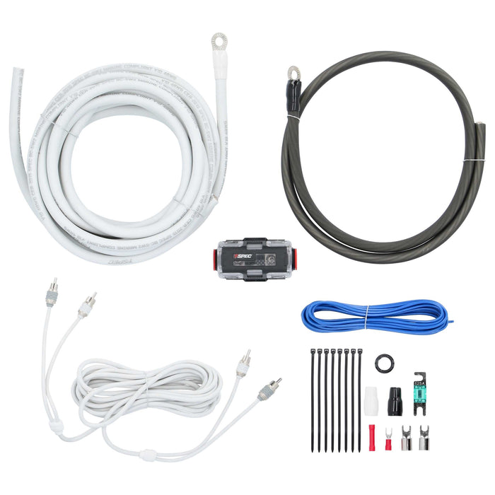 T-Spec V10-AK4 4-Gauge Tinned OFC 2100W Marine Grade Amplifier Wiring Kit with RCA Cable