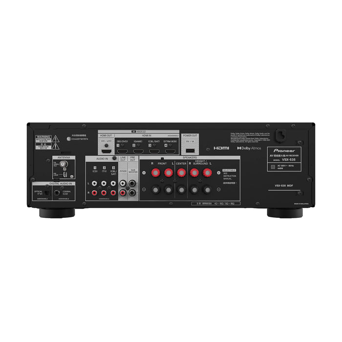 Pioneer VSX-535 Class AB 150W 5.2-Channel AV Receiver Home Audio Amplifier with Bluetooth