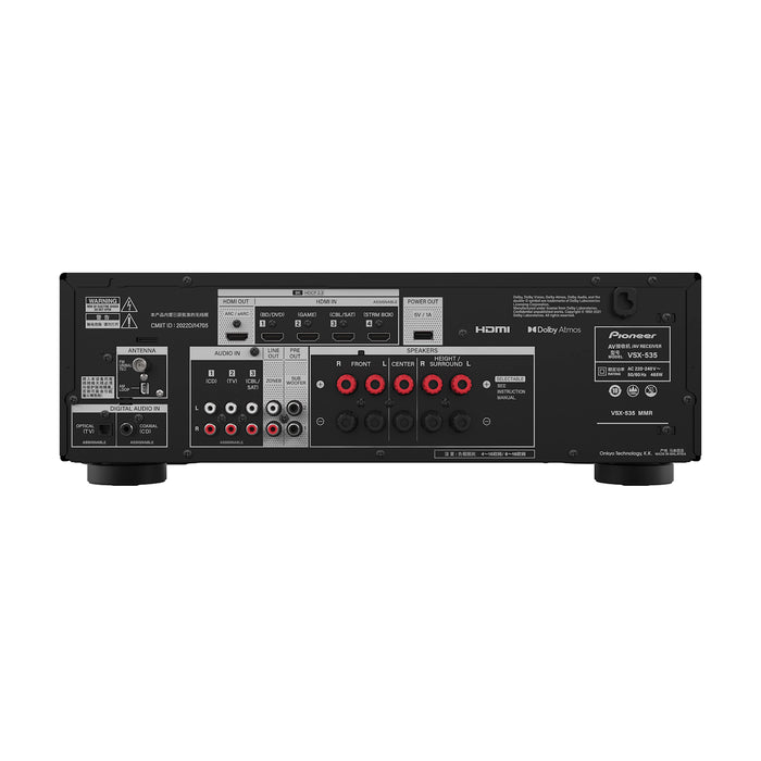 Pioneer VSX-535 Class AB 150W 5.2-Channel AV Receiver Home Audio Amplifier with Bluetooth