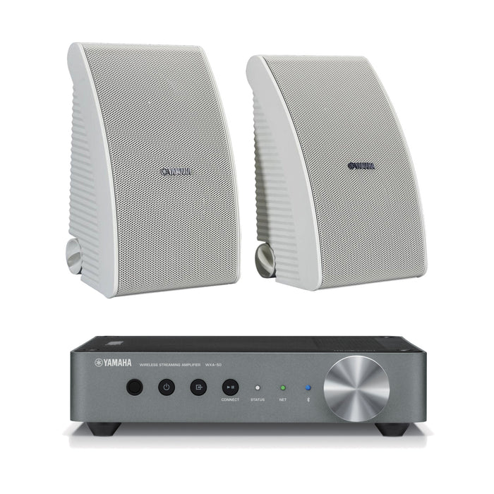 Yamaha NS-AW592WH 6.5" Indoor Outdoor Speaker and Yamaha WXA-50 Wireless Streaming Amplifier