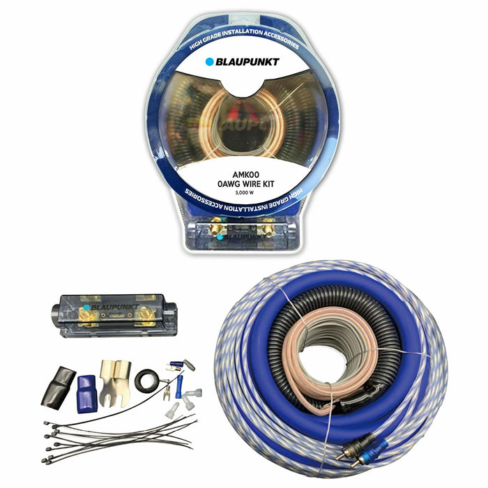 Blaupunkt AMK00 0 Gauge AWG 5000W Car Audio Complete Amplifier Wiring Kit Blue