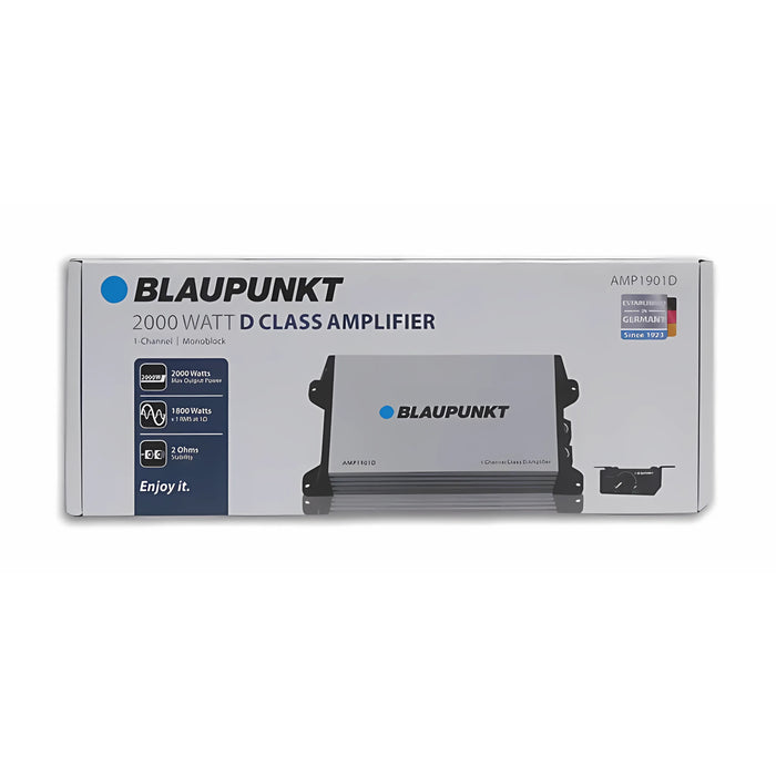 Blaupunkt AMP1901D 2000 Watts Max Power Class D 1-Channel Car Speaker Amplifier