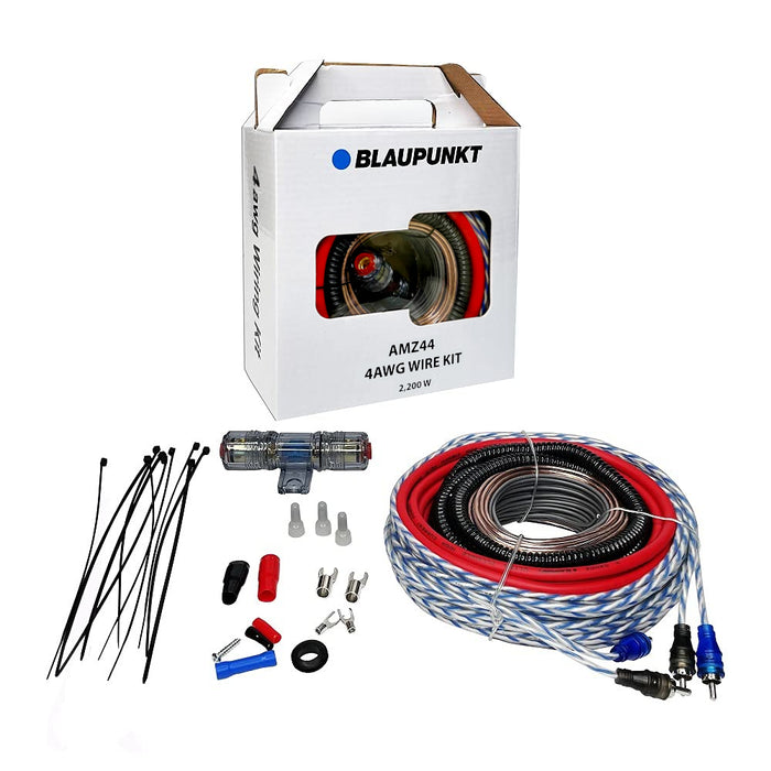 Blaupunkt AMZ44 4 Gauge AWG 2200W Car Audio Amplifier Wiring Kit