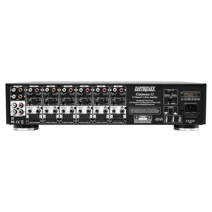 Earthquake Cinenova 12 6 Zones Multi-Room Audio 12-Channel Amplifier with subwoofer output