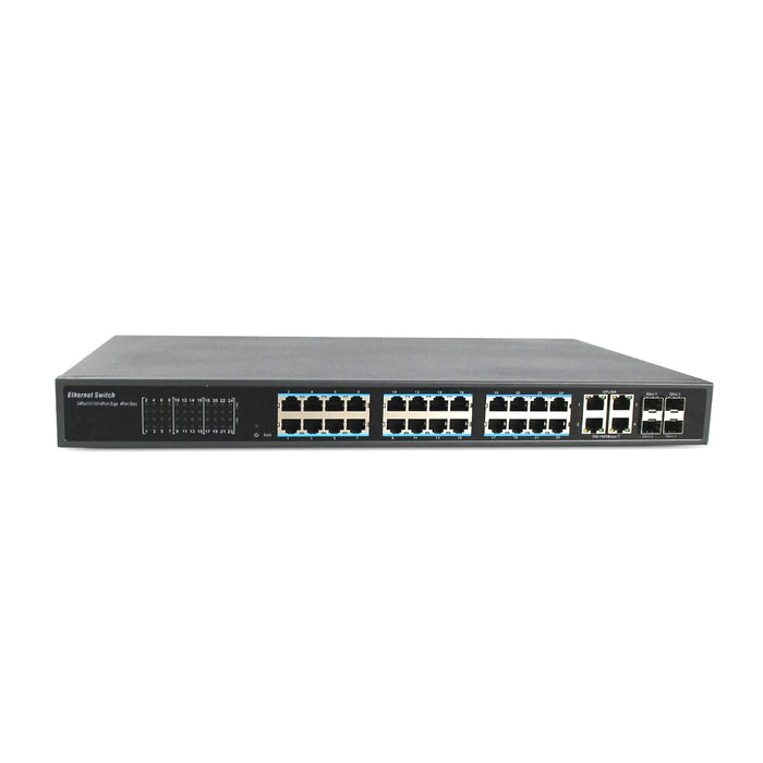 24 Port PoE Gigabit Managed Ethernet Switch for AV over IP 370W 4 SFP Ports