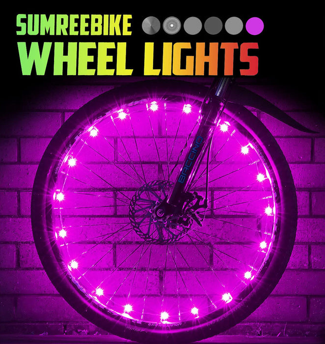 LED Bike Wheel Lights, 2-Tire Pack Bike Lights Pink Color only LED with Batteries Included