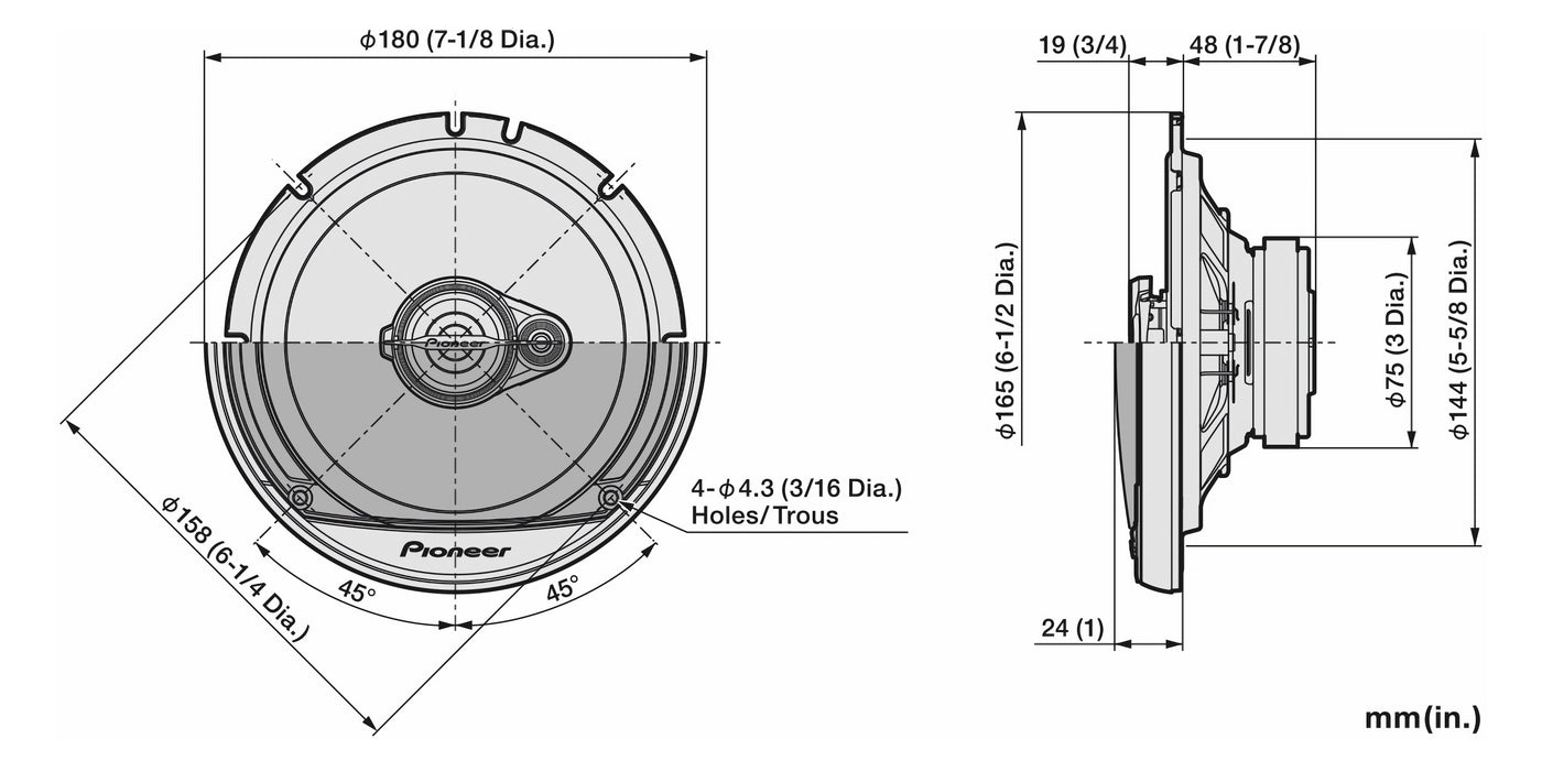 Pioneer TS-A1671F 6.5" 320 Watt 3-Way Full-Range Coaxial Car Speakers (pair)