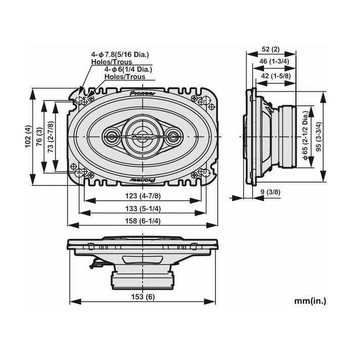 Pioneer TS-A4671F 4" x 6" 210 Watt 4-Way Full-Range Coaxial Speakers (pair)