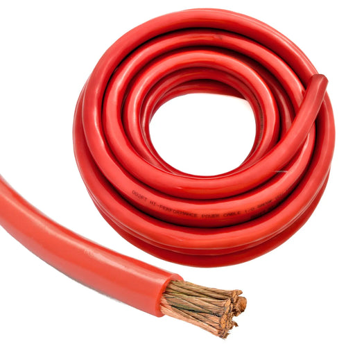 1/0 Gauge 25ft OFC Power Cable Oxygen-Free Copper Ground Wire (0/1 AWG 25' Red) The Wires Zone