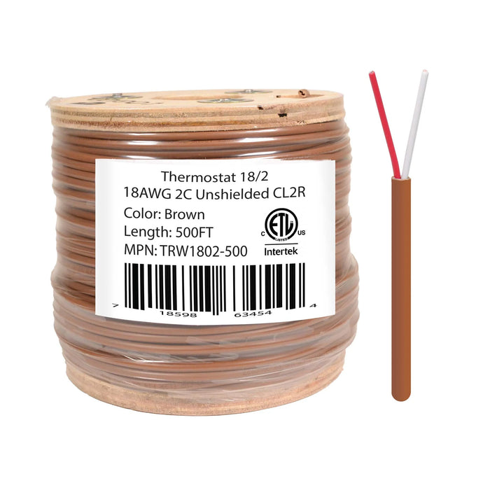 Logico TRW1802-500 18/2 Thermostat Wire 18 Gauge Solid Copper CMR Heating HVAC AC Cable 500FT