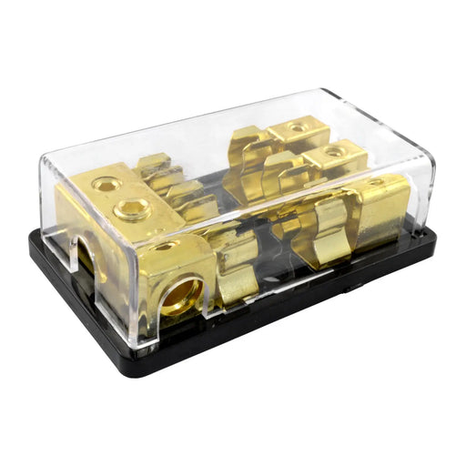 3 Positions Gold Plated AGU Fuse Holder Distribution Block 4/8 Gauge Power or Ground The Wires Zone