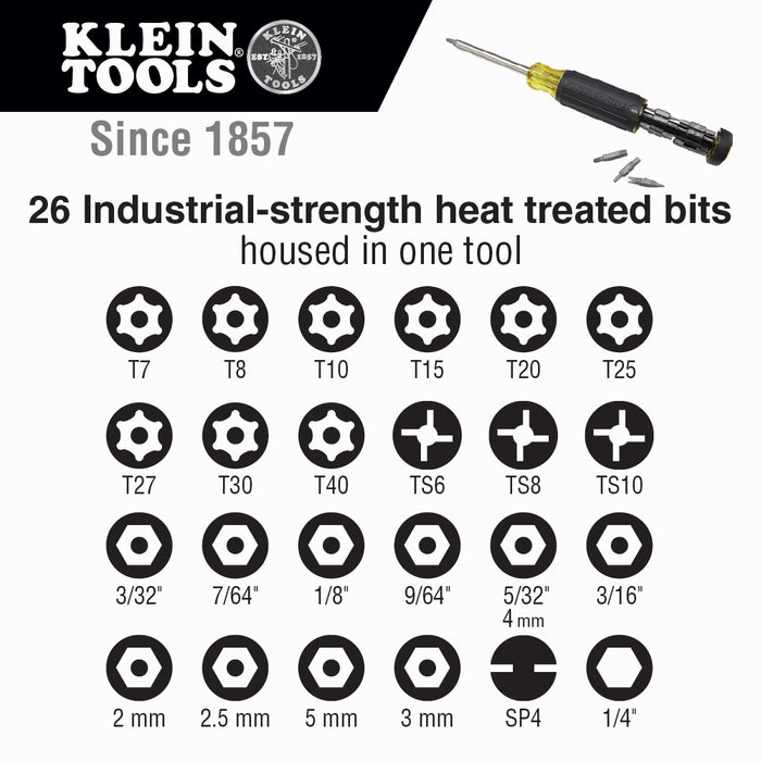 Klein Tools 32307 Tamperproof Multi-Bit Screwdriver Tamperproof Set 27-in-1