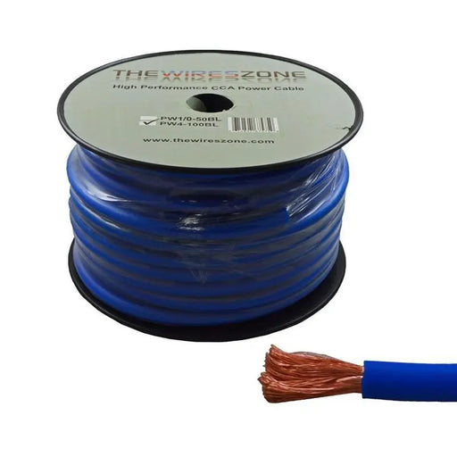 4 Gauge 100 Feet High Performance Amplifier Power/Ground Cable (Blue) The Wires Zone