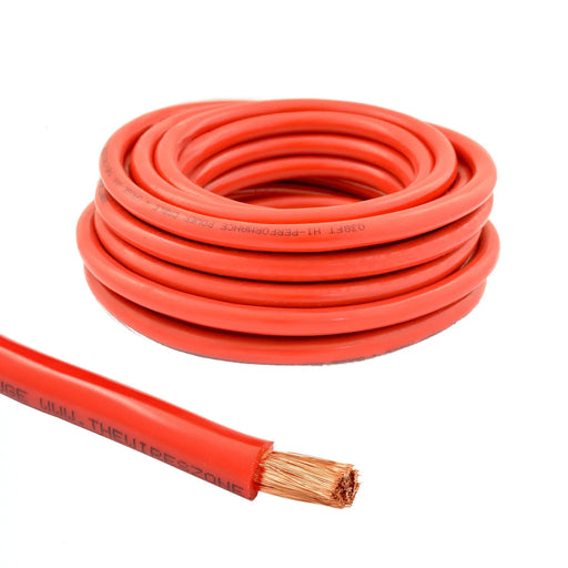 4 Gauge 25ft OFC Power Cable Oxygen-Free Copper Ground Wire (4 AWG Red 25-feet) The Wires Zone