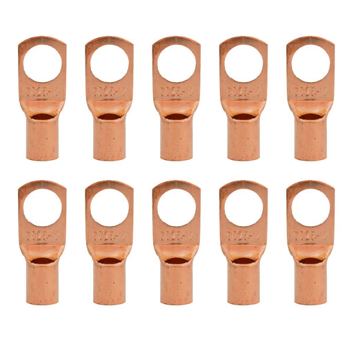 4 Gauge AWG Non-Insulated Pure Copper Lugs Ring Terminals Connectors 3/8" Inch Ring Size 10 Pack The Wires Zone