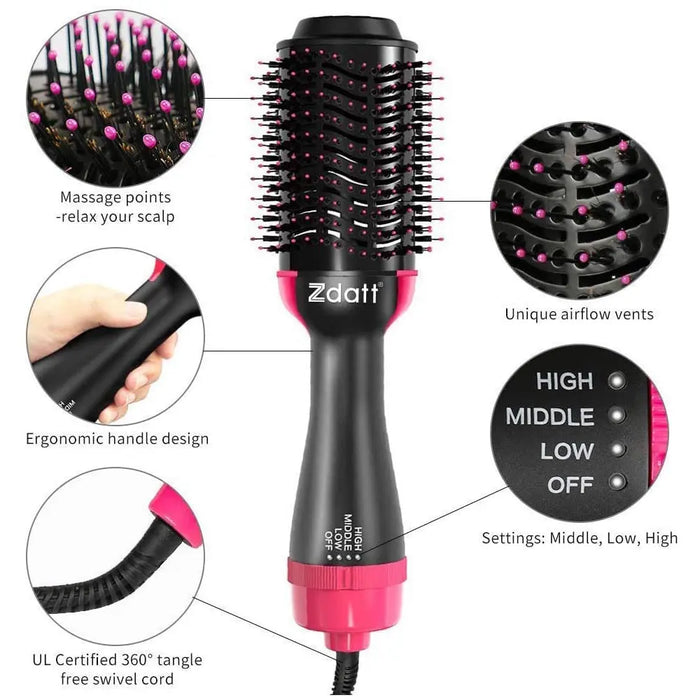 4-in-1 Hot Air Hair Brush & Volumizer Hair Styling for Straight & Curly Hair Others