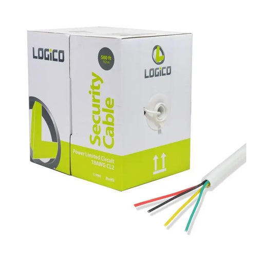 500 ft Stranded White 18/4 AWG Security Burglar Speaker Alarm Cable Logico