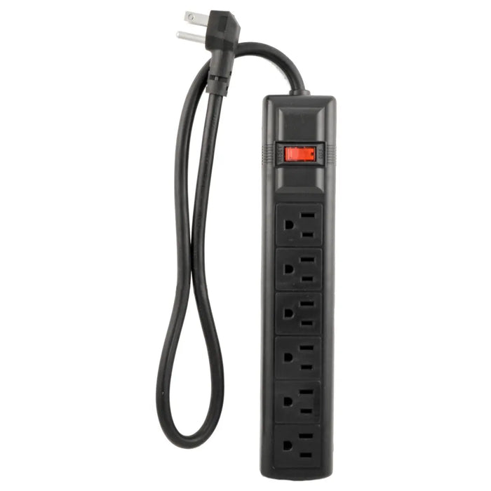 6 Outlet Power Strip with a Right Angle Plug Black The Wires Zone