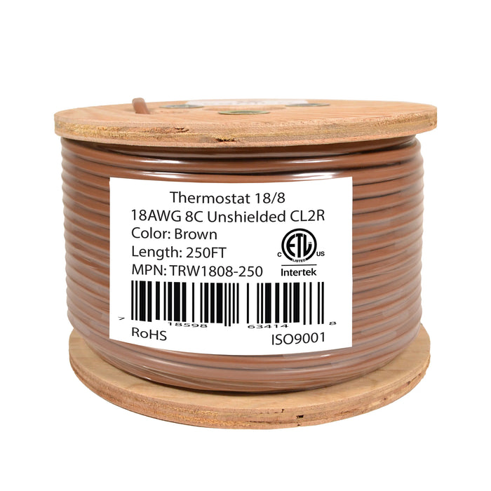 Logico TRW1808-250 18/8 Thermostat Wire 18 Gauge Solid Copper CMR Heating HVAC AC Cable 250FT