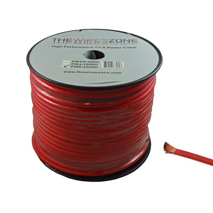 8 Gauge 250 Feet High Performance Amplifier Power Cable (Red) The Wires Zone