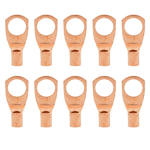 8 Gauge AWG Non-Insulated Pure Copper Lugs Ring Terminals Connectors 3/8" Inch Ring Size 10 Pack The Wires Zone