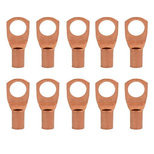 8 Gauge AWG Non-Insulated Pure Copper Lugs Ring Terminals Connectors 5/16" Inch Ring Size 10 Pack The Wires Zone