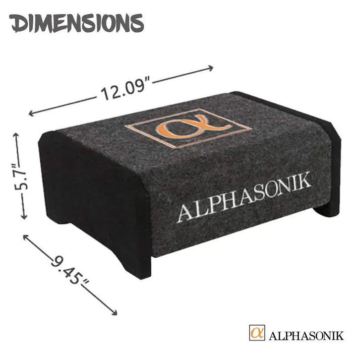 Alphasonik AS8DF 8" 600 Watts 4-Ohm Down Fire Shallow Mount Flat Enclosed Subwoofer Alphasonik